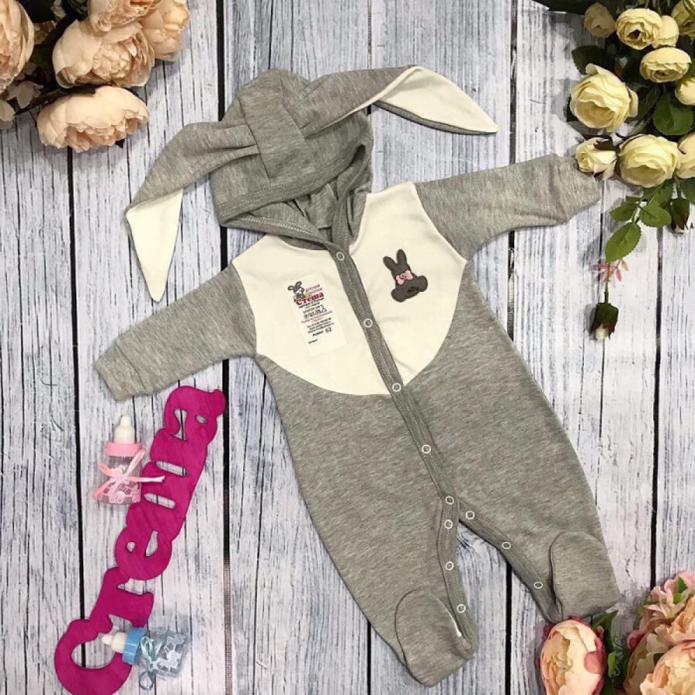 120-В. Комбинезон с ушками, хлопок 80% велюр, 20% ПЭ 62.68,74