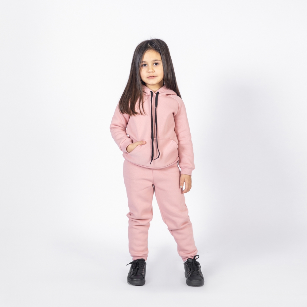 296-П. Свитшот с капюшоном  + Штаны, хлопок 65%, 35% ПЭ, 3-х нитка (начес) пудра 98,104,110,116