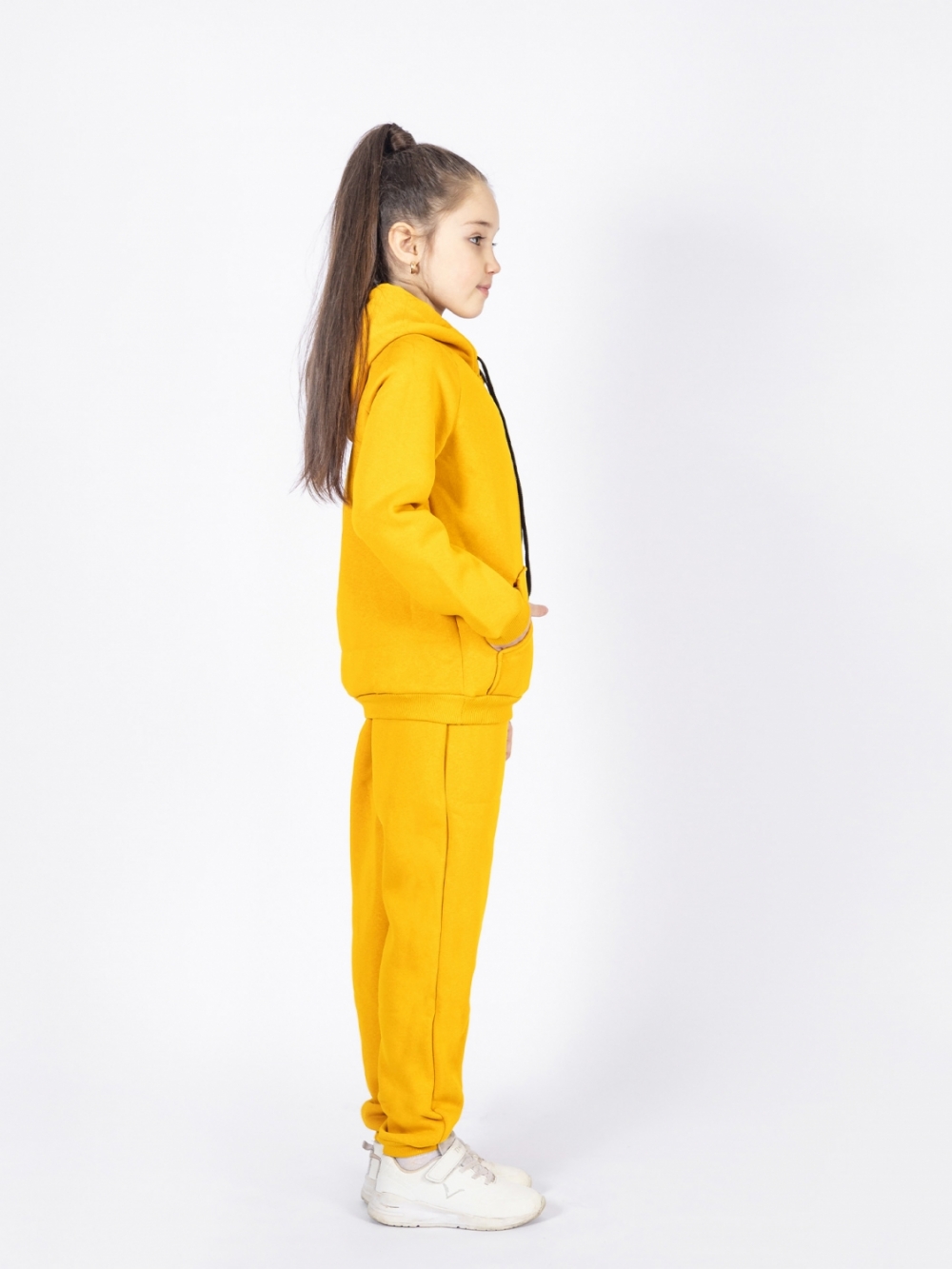 296-А. Свитшот с капюшоном  + Штаны, хлопок 65%, 35% ПЭ, 3-х нитка (начес) апельсин 122,128,134,140