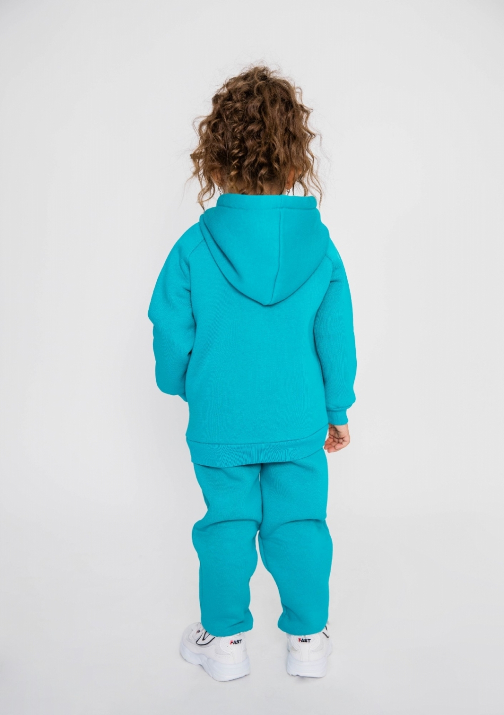 296-Б. Свитшот с капюшоном + Штаны, хлопок 65%, 35% ПЭ, 3-х нитка (начес) бирюза 122,128,134,140