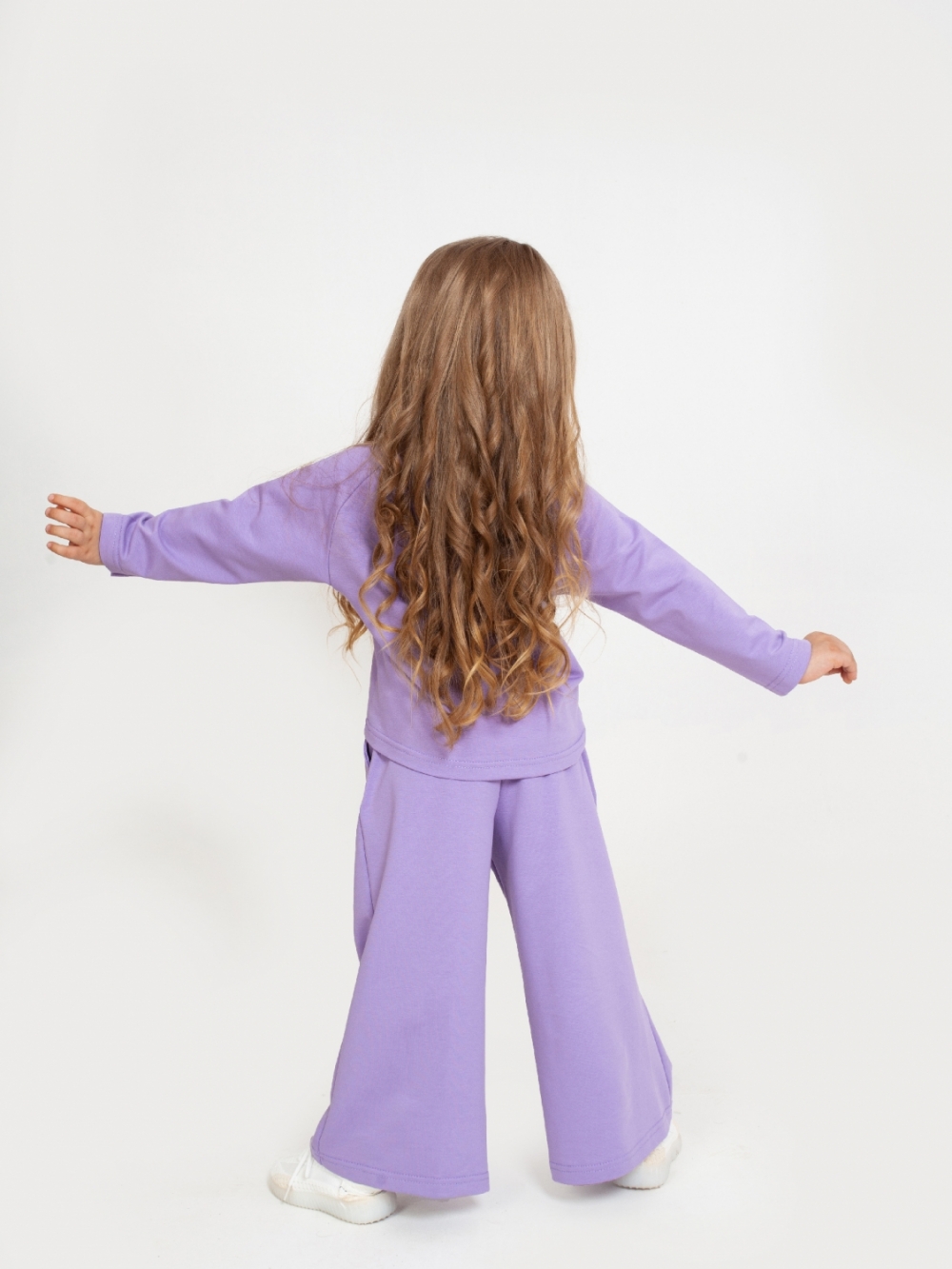 323-Л. Костюм детский Палаццо, лиловый, 70% хлопок, 25% ПЭ, 5% лайкра, футер 2-х нитка без начеса, размеры 122,128,134,140