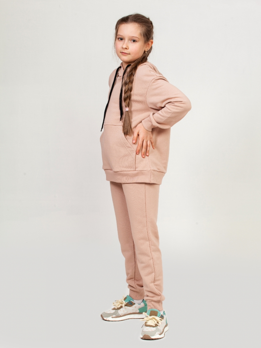 311-КП. Свитшот с капюшоном + Штаны, хлопок 65%, 35% ПЭ, 3-х нитка ( без начеса) капучино 146,152,158