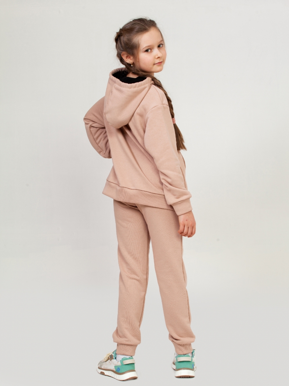 311-КП. Свитшот с капюшоном + Штаны, хлопок 65%, 35% ПЭ, 3-х нитка ( без начеса) капучино 146,152,158