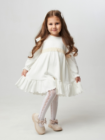 Купить оптом 332. Платье детское из лапши, хлопок 100%, молочное, р. 74,80,86,92 в Камышине