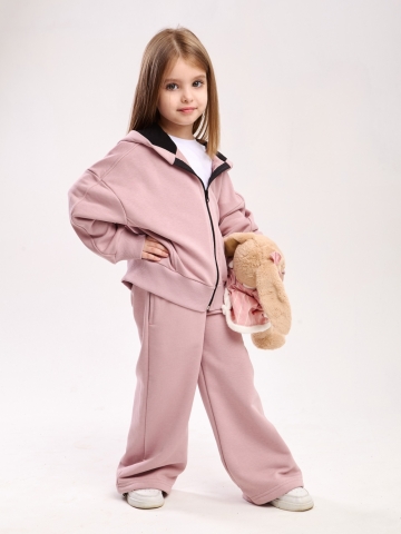 344-ПУ. Костюм детский оверсайз на молнии, пудра, хлопок 65%, 35% ПЭ, 3-х нитка без начеса 98,104,110,116