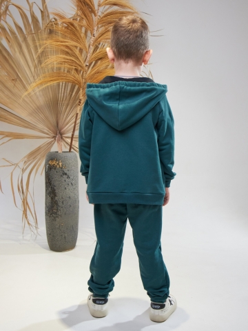 328-ИЗ. Костюм детский  на молнии, изумрудный, хлопок 65%, 35% ПЭ, 3-х нитка без начеса 80,86,92