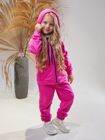 Купить оптом 328-Ф. Костюм детский  на молнии, фуксия, хлопок 65%, 35% ПЭ, 3-х нитка без начеса 80,86,92 в Камышине