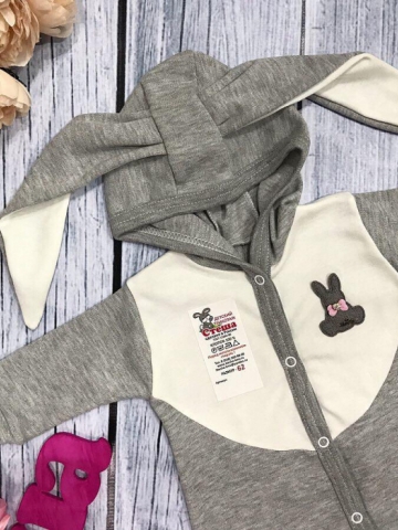 120-В. Комбинезон с ушками, хлопок 80% велюр, 20% ПЭ 62.68,74