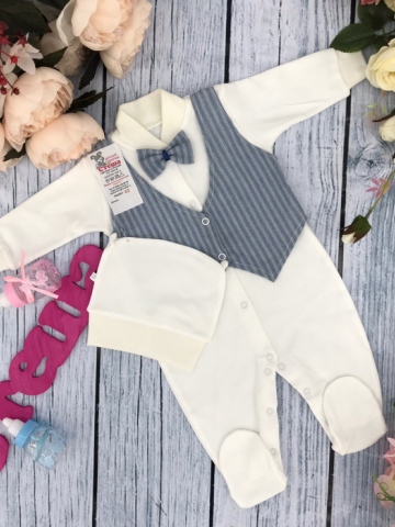 Купить оптом 224-Г. Комбинезон, хлопок 100% интерлок, "Жилет новый" голубая полоса в Камышине