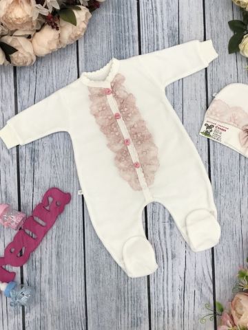 Купить оптом 260-П. Комбинезон с шапкой, хлопок 80% велюр 20% ПЭ пудра в Камышине