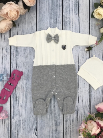 Купить оптом 273-С. Комбинезон с шапкой, хлопок 100% интерлок, серый 56,62 в Камышине