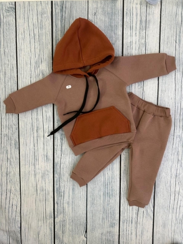 Купить оптом 296-РАЗ. Худи +Брюки детские, хлопок 65%, 35%  ПЭ, 3-х нитка (начес) разноцветный 80,86,92 в Камышине