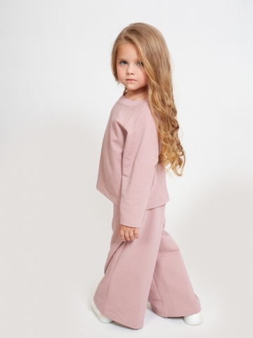 323-ПУ. Костюм детский Палаццо, пудра, 70% хлопок, 25% ПЭ, 5% лайкра, футер 2-х нитка без начеса, размеры 122,128,134,140
