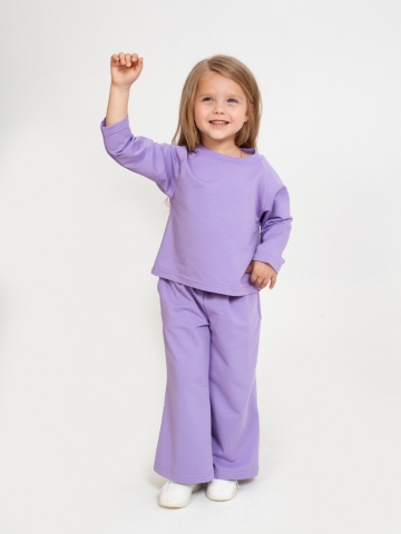 323-Л. Костюм детский Палаццо, лиловый, 70% хлопок, 25% ПЭ, 5% лайкра, футер 2-х нитка без начеса, размеры 122,128,134,140