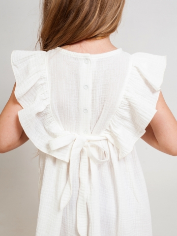 322-МО. Платье из муслина детское, хлопок 100% молочный, р. 98,104,110,116