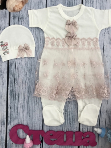 Купить оптом 284-П. Комбинезон с шапкой, (бабочка), пудра хлопок 100% кулирка 56,62 в Камышине