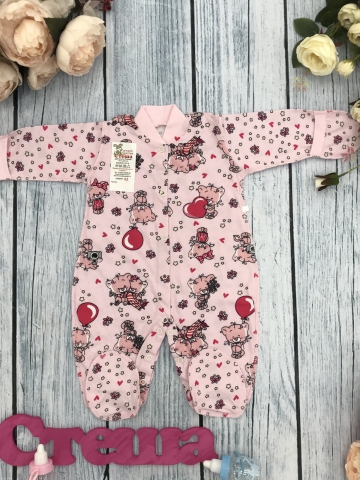 Купить оптом 295-Р. Комбинезон, хлопок 100 % кулирка 56,62,68,74,80, розовый в Камышине