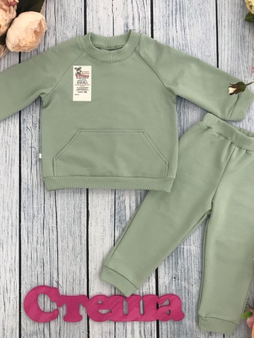 Купить оптом 312-ОЛ. Свитшот+ Штаны , хлопок 70%, 25% ПЭ, 5% лайкра, 2 нитка петля без начеса, олива 80,86,92 в Камышине