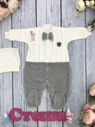 Купить оптом 302-С. Комбинезон складки  хлопок 80% велюр, 20 % ПЭ, р 56,62 , серый в Камышине